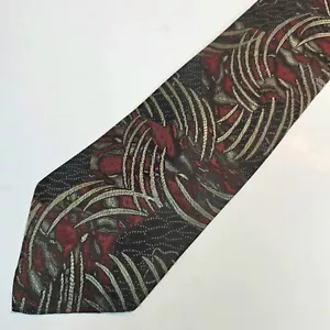 John Weitz Bold Pattern Necktie Late 90s Y2K Red Gold Green Black - Picture 1 of 6