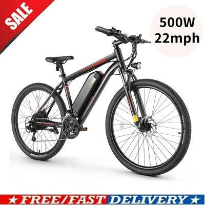 Bicicleta Eléctrica 27.5 pulgadas 500W Bicicleta de Montaña de Ciudad 48V/10Ah Batería 21 Velocidades, Roja Foto 1 de 4