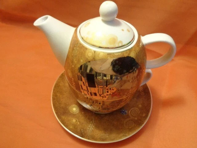 Teekanne mit Tasse 4 tlg  Der Kuss Designer Klimt  Tea for One von Goebel - Bild 1 von 1