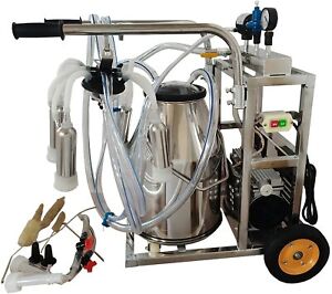 110V 25L Oil-free Vacuum Pump Milking Machine Bucket Milker for Cows and Goats