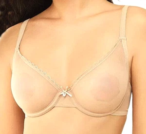 BEYOND SEXY!!! VOGUE'S SECRET BEIGE UNGLAUBLICH TRANSPARENTER BH 38B Neu mit Etikett - Bild 1 von 3