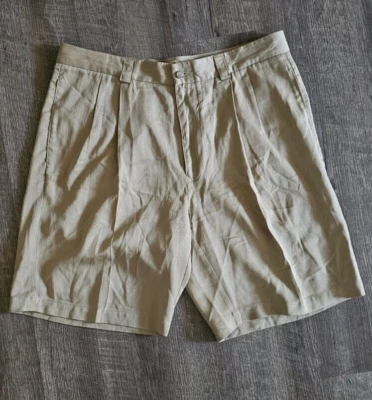 Tommy Bahama 男式短裤 35 卡其色打褶休闲休闲羊毛米色 — 第 1/4 张图片