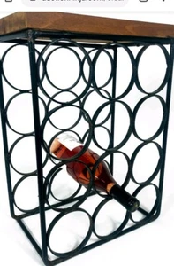 Mid Century Arthur Umanoff Metal Wine Rack Wooden top 12 bottles 17.75" MCM - Picture 1 of 5