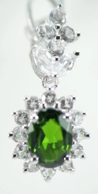 Pendientes de topacio blanco con diopsido ruso (ovl) de plata de ley 925 TGW 4,41 quilates JE1 Foto 1 de 4