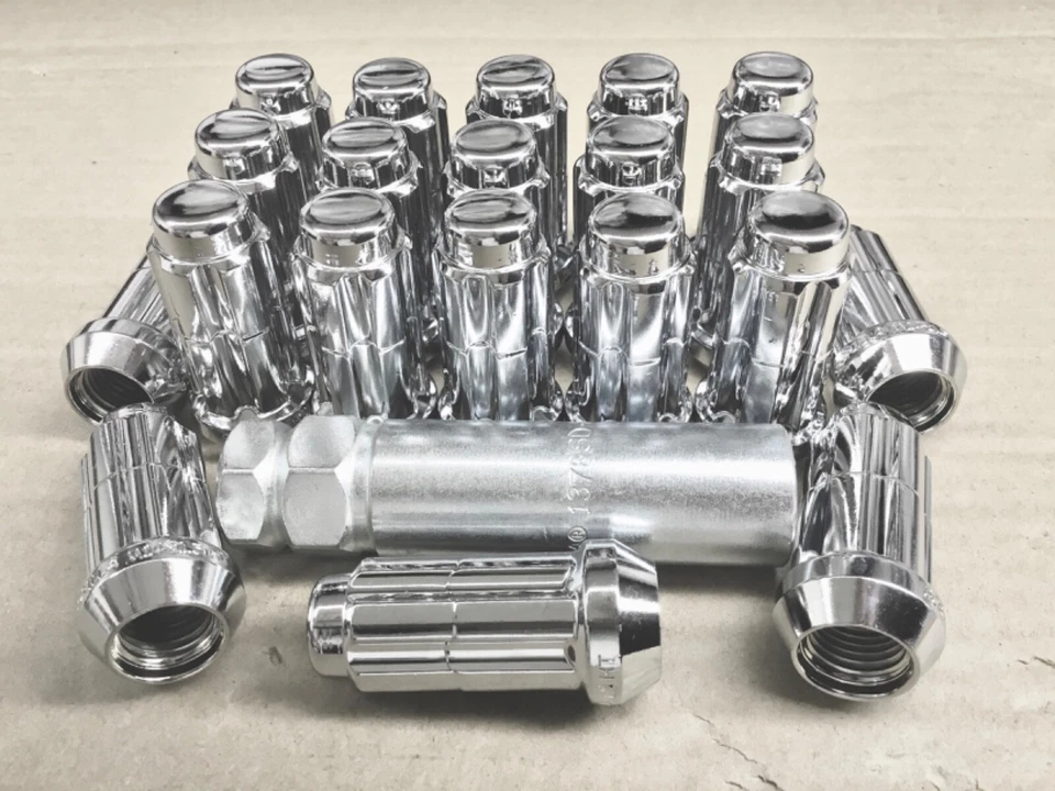 20pc GORILLA 9/16 CHROME Spline Lug Nuts for 1994-2010 RAM 1500 Aftermarket Rims - Image 1 of 1