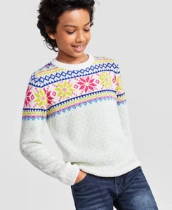 Holiday Lane Big Boys Large Multi-Color Fair Isle Sweater Lime Green $40 081 - Picture 1 of 9