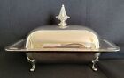 Vintage Silver Butter Dish 297 Grams #344 Rectangle 6x4¾" Antique w/ Glass 433g
