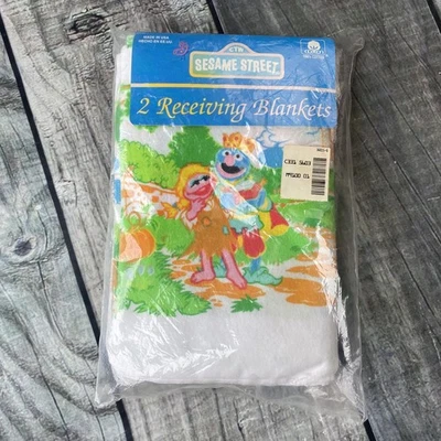 RARO De colección 1996 Nuevo en Paquete Sesame Street 2 Mantas de Bebé de Algodón 30"x40" EE. UU. Foto 1 de 4