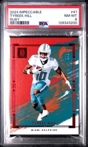 2024 Panini Impeccable Tyreek Hill Ruby /8 PSA 8 NM-MT | Miami Dolphins POP 0 - Bild 1 von 3