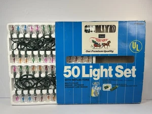 Vintage Sears Trim-Shop Christmas 50 Light Set - Tulip Petal Reflectors NIB MCM - Picture 1 of 15