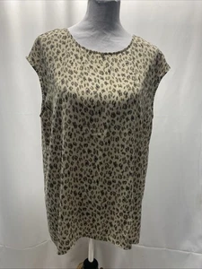 Halogen Nordstrom Women’s 1X Beige Leopard Print Sleeveless V-back Blouse - Picture 1 of 12