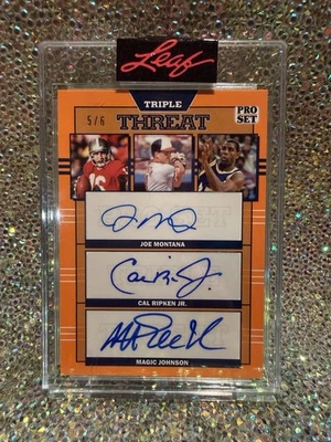 2021 Leaf Orange Pro Set Triple Threat Montana/Ripken Jr./Johnson 5/6 Near Mint - Image 1 of 4