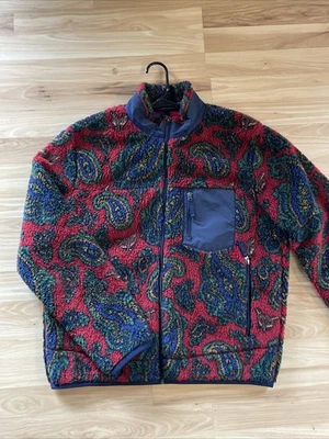 POLO Ralph Lauren “Paisley and Fox” Red Fleece Jacquard Jacket Fuzzy (Sz. Large) - Image 1 of 4