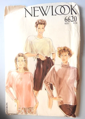 New Look 6620 sewing pattern selection of Raglan Tops  sz 8 to 18 UNCUT FF 1980s - Image 1 of 2