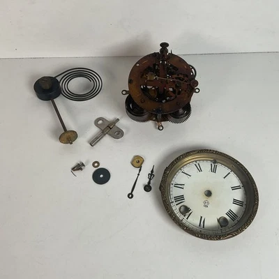 Early Seth Thomas Clock Movement & Parts Face Chime Key - Image 1 of 4