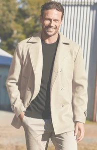 Gabardina de guisante caqui para hombre 2XL doble pecho - Imagen 1 de 4