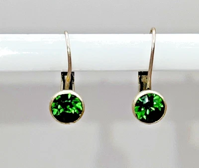 Pendientes Liz Palacios Verde Claro Cristal Swarovski Plata Palanca Firmados a77 Foto 1 de 3