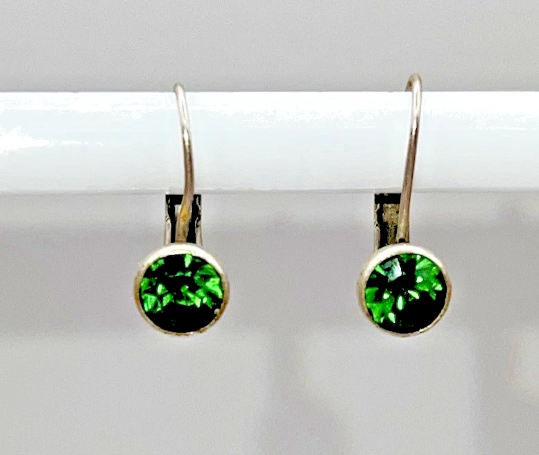 Pendientes Liz Palacios Verde Claro Cristal Swarovski Plata Palanca Firmados a77 Foto 1 de 3