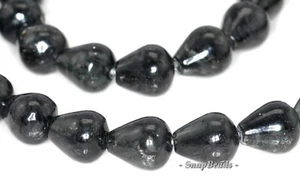 DARK KNIGHT BIOTITE GEMSTONE BLACK TEARDROP PEAR 10X8MM LOOSE BEADS 8inch - Picture 1 of 1