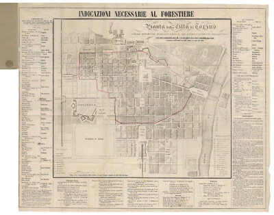 Antique Map "Pianta della Città di Torino" (Italy) G. Serra, 1860 - Image 1 of 4