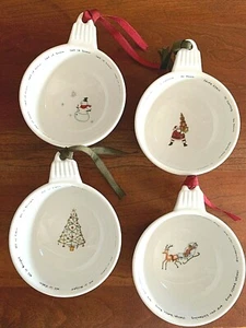 Juego de 4 tazones POTTERY GRANN ALEGRÍA NAVIDEÑA adorno árbol de Navidad ciervo papá Noel muñeco de nieve - Imagen 1 de 6