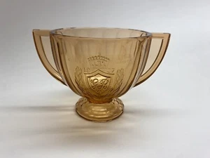 KING GEORGE THE SIXTH 6th 1937 Elizabeth Coronation Glass Sugar Bowl Pink - Picture 1 of 5