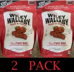 Wiley Wallaby Soft Chewy Classic Red STRAWBERRY Australian Licorice 32 oz 2 PACK - Picture 1 of 3