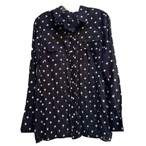 Talbots Gr. M Damen Bluse Shirt Langarm dunkelblau/weiß gepunktet - Bild 1 von 3