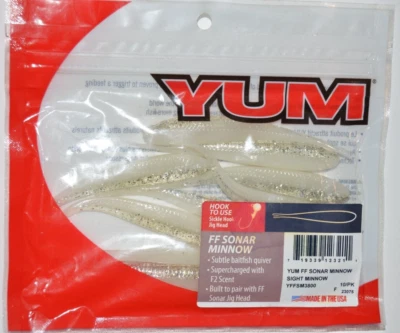 yum forward facing ff sonar minnow 3" sight minnow glass white glitter - Image 1 of 3