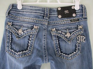 Jeans Miss Me fibbia tg 26 CORTO punto spesso bootcut strass 26 x 26,5 LEGGI - Foto 1 di 11