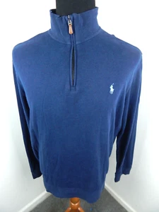Pull Polo Ralph Lauren marine homme simulacre col 1/4 zippé - Photo 1/2