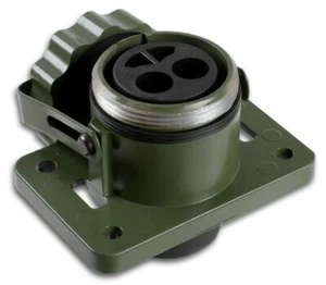 2 Polig 35mm² 24V NATO Steckdose Olivgrün mit Deckel Schweinenase - Zdjęcie 1 z 4
