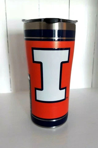 Illinois Fighting Illini Tervis Tumbler 20 Ounce Stainless Steel Hammer Lid New Cover