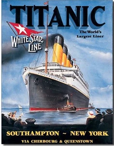 Letrero de hojalata de metal Titanic línea de estrellas blanco póster publicitario película hogar decoración de pared #680 - Imagen 1 de 1