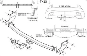 Barra de remolque automotriz con brida fija Towtrust para Kia Venga Hatchback 2010 a 2020 - Imagen 1 de 8