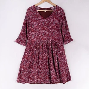 Vestido Granate Hill Para Mujer 8 Rojo Estampado Paisley Bolsillos Boho Cottagecore Informal - Imagen 1 de 8