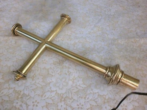 ANCIEN CROIX PROCESSION?HAMPE BANNIERE?CUIVRE?LAITON?/H.52cm/1 kg/EGLISE/RELIQUE - Picture 1 of 9