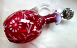 FENTON"50%SALE~50's"DAISY&FERN"CRANBERRY OPALESCENT"MINT~VINTAGE GLASS~SRC"CRUET - Picture 1 of 10