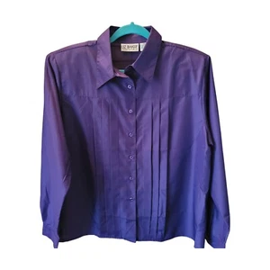 Camicia donna Liz Baker Essentials blusa viola vintage con bottoni taglia 16M nuova con etichetta  - Foto 1 di 11