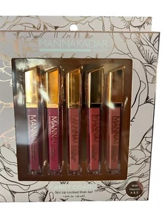 5 PC Lip Gloss Primer Stain Candy Coated MANNA KADAR Nude Mauve Red Pink Berry - Picture 1 of 3