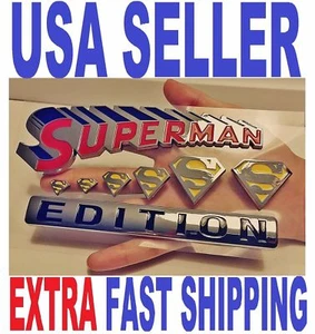 SUPERMAN Edition QUALITY Emblem Plaque Hero Old Logo BADGE Letters FIT ALL CARS - Picture 1 of 10