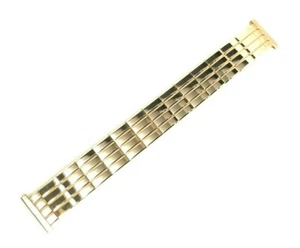 Gemex Vintage Polished Fluted Link Gold Tone Stretch Watchband Fit 19mm Lugs NOS - Picture 1 of 10
