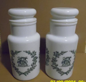 LBC C2 2 ALTE GROSSE OPALTOPF WEISS GRÜNES DESIGN KORKEN ITALY... PERFEKTER ZUSTAND - Bild 1 von 7