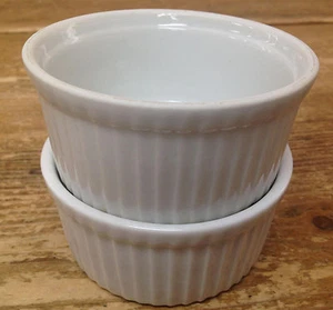 2 Souffle Individual Ramekins Quiches Baking Dishes NOT Signed 3 1/2 by 1 1/2" - Picture 1 of 3