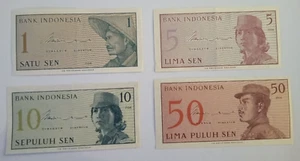 4 Scheine Lot Indonesien 1, 5, 10, 50 - Bild 1 von 2