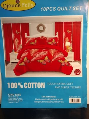 10 Pcs Quilt Set   Bedding king size New 100%cotton - Image 1 of 4