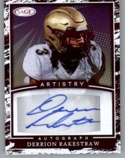 2022 SAGE Artistry Autograph White/Black Border Derrion Rakestraw RC Rookie AUTO