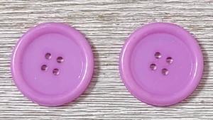 2 Purple Plastic Sewing Buttons Crafting 4 Hole Round 1 1/8" - Picture 1 of 2