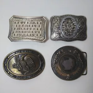 Vintage Buckles Lot of 4 Western Themed DIY Project Craft Leather Work Repair - Picture 1 of 13