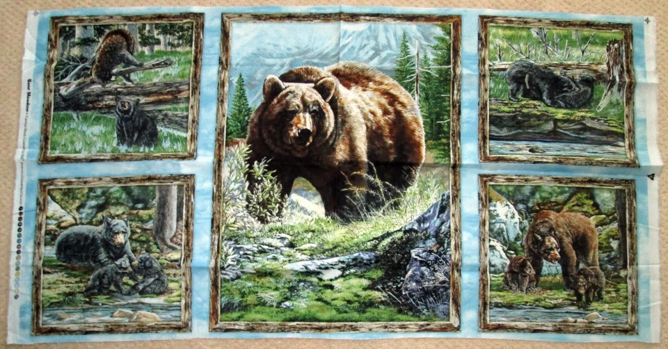 1 bonito panel de tela de costura acolchado de algodón "Bear Meadow" Foto 1 de 1
